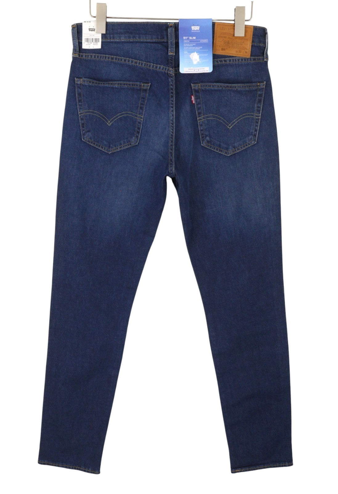 LEVI'S 511 Slim Men Jeans W33/L36 Blue Whiskers Faded Big E Premium