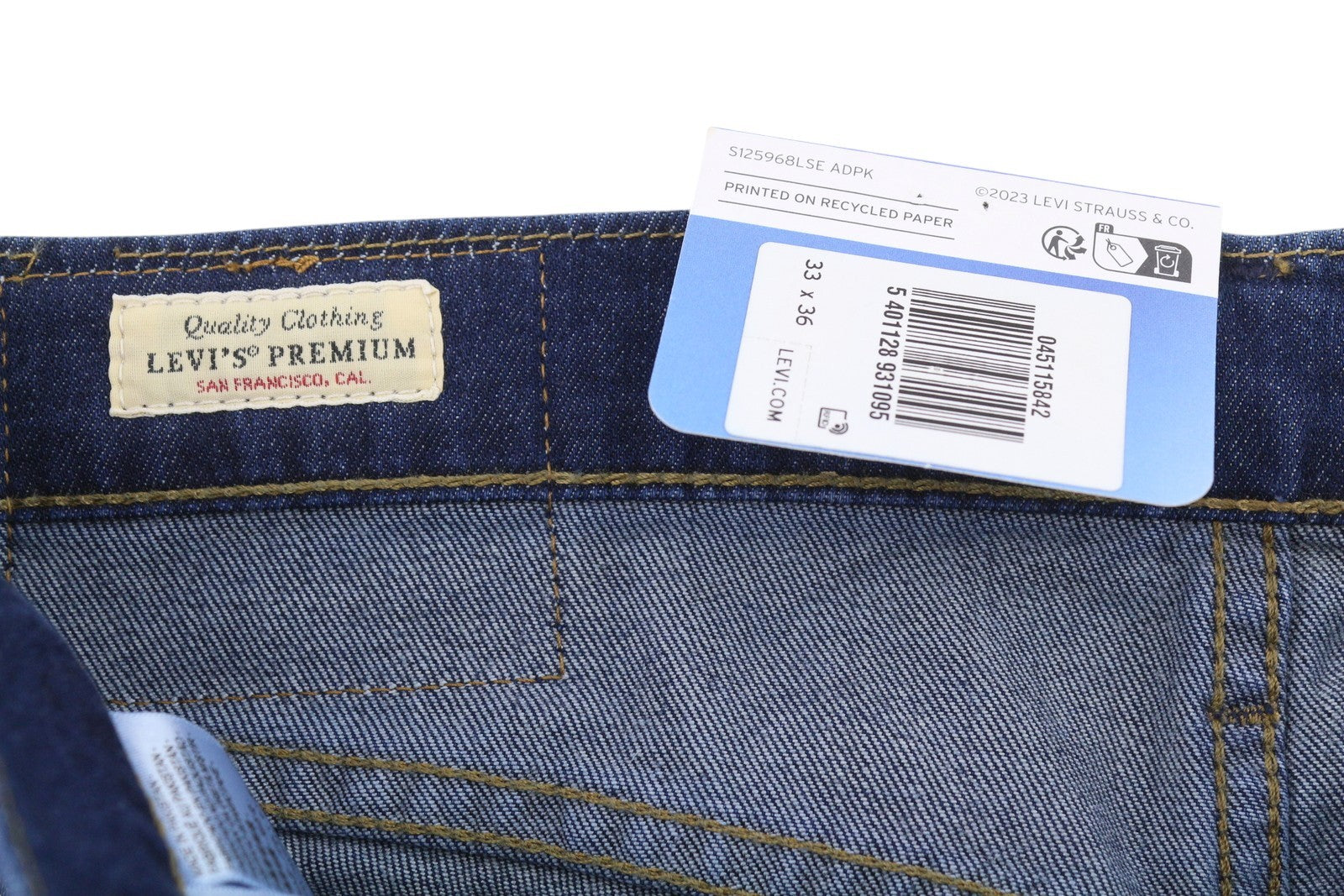 LEVI'S 511 Slim Men Jeans W33/L36 Blue Whiskers Faded Big E Premium