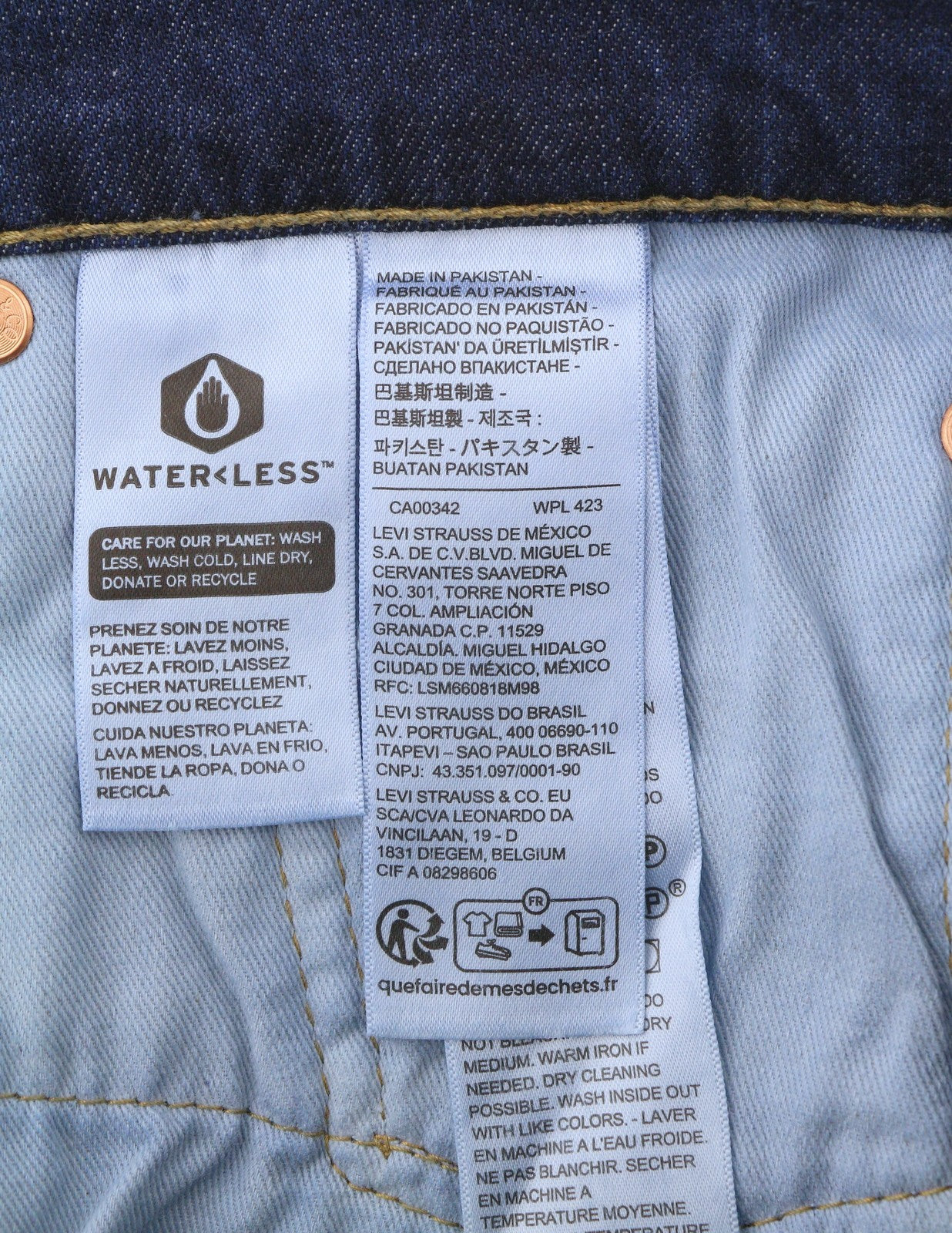 LEVI'S 511 Slim Men Jeans W33/L36 Blue Whiskers Faded Big E Premium