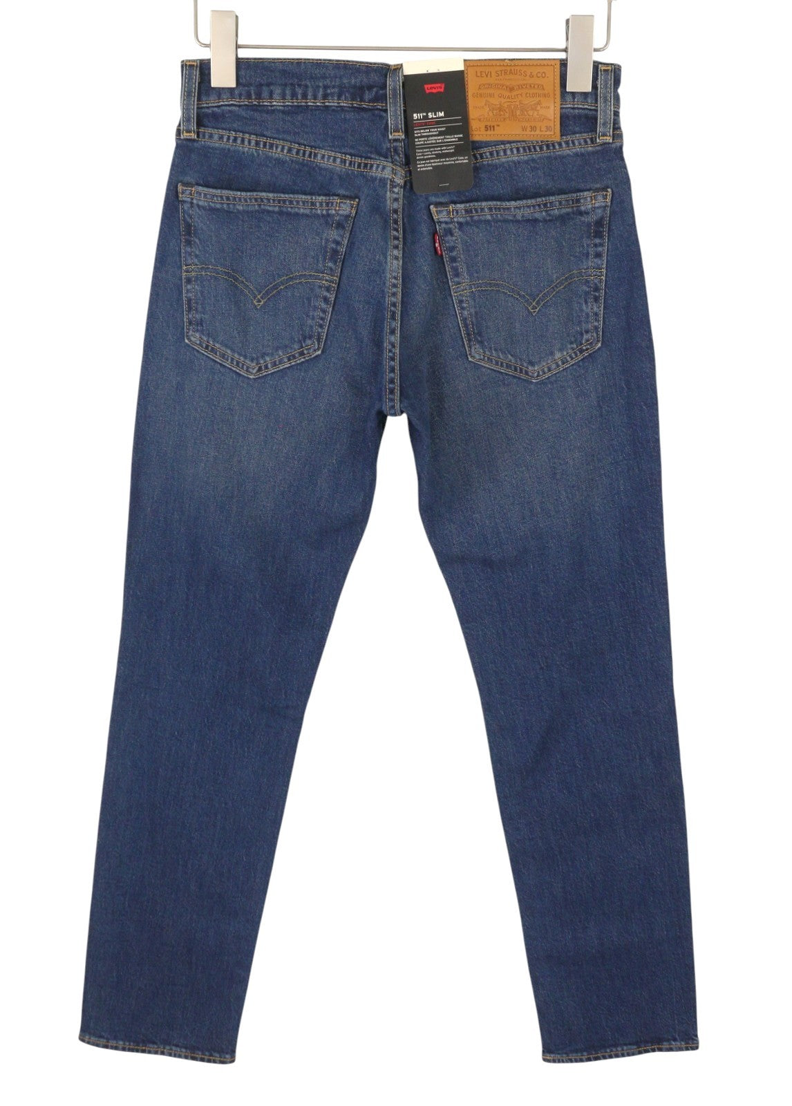 LEVI'S 511 Slim Men Jeans W30/L30 Blue Whiskers Faded Big E Premium