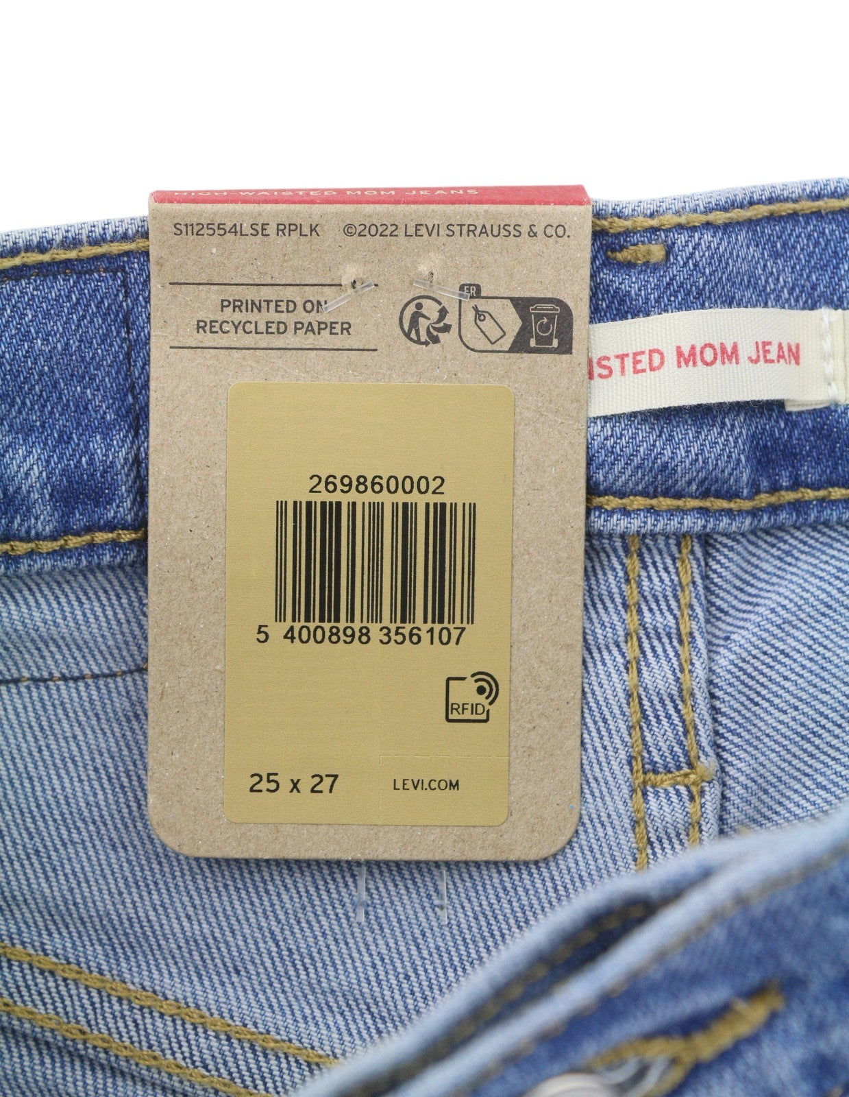 LEVI'S High Waisted Mom Women Jeans W25/L27 Blue Stretch Denim