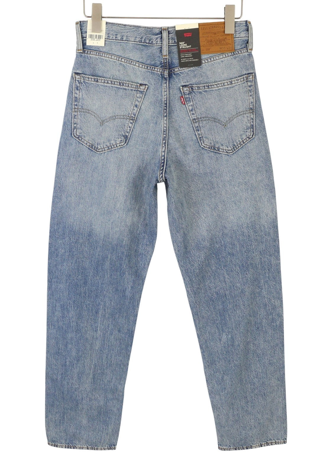 LEVI'S 568 Loose Straight Men Jeans W30/L34 Blue Whiskers Faded Linen Blend