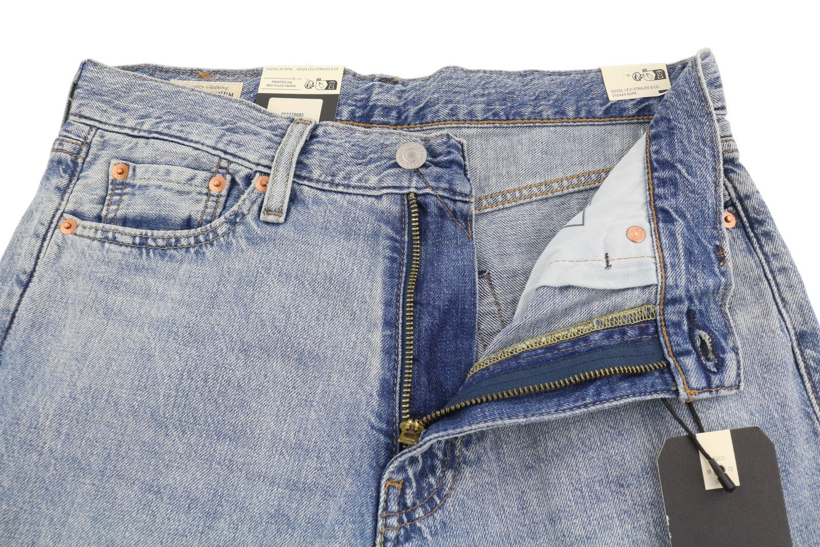 LEVI'S 568 Loose Straight Men Jeans W30/L34 Blue Whiskers Faded Linen Blend