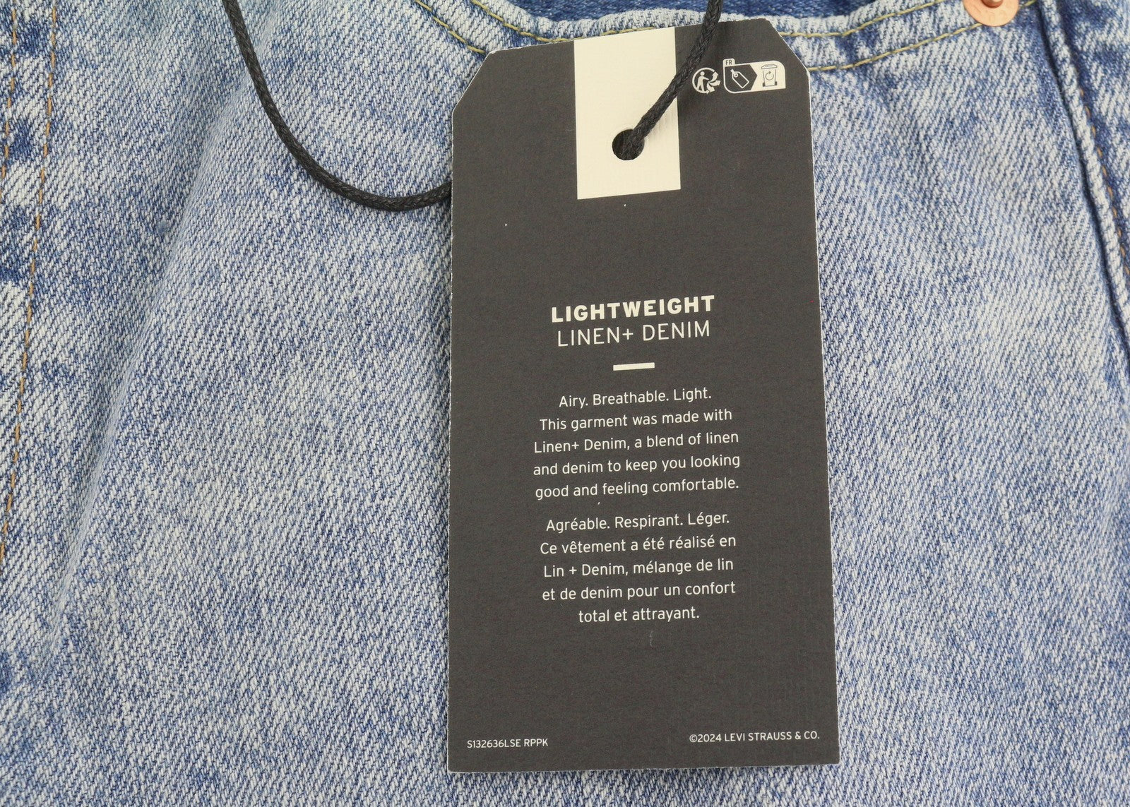LEVI'S 568 Loose Straight Men Jeans W30/L34 Blue Whiskers Faded Linen Blend