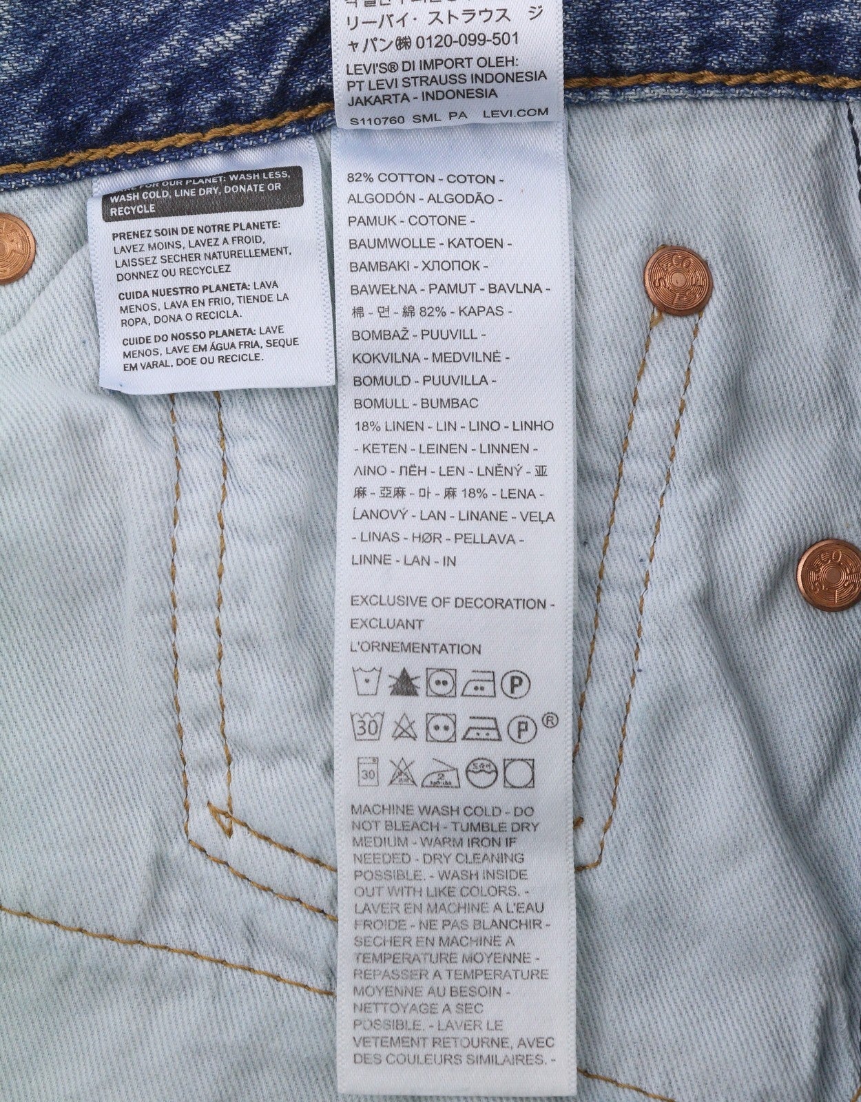 LEVI'S 568 Loose Straight Men Jeans W30/L34 Blue Whiskers Faded Linen Blend