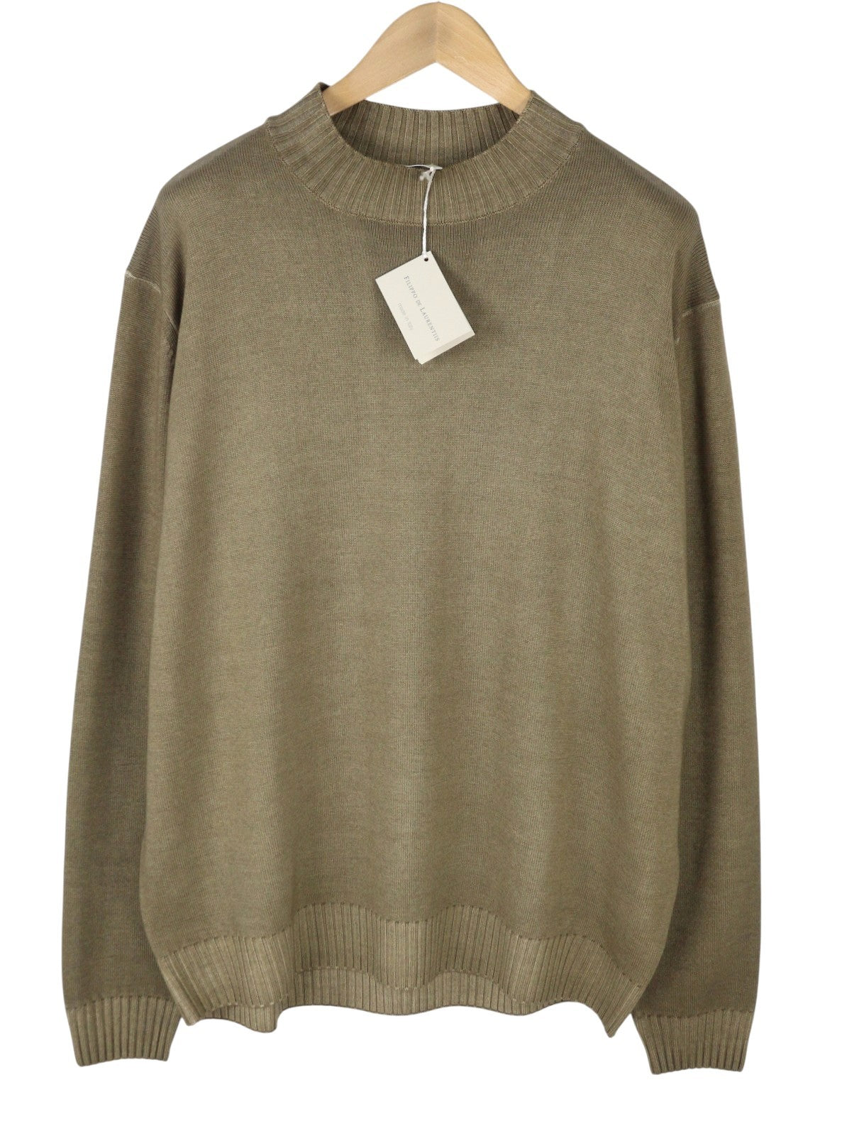 FILIPPO DE LAURENTIIS Men Jumper IT60 3XL Brown Melange Merino Wool Pull On
