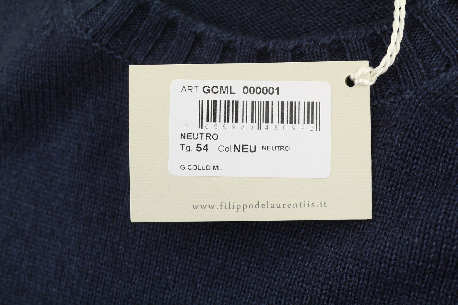FILIPPO DE LAURENTIIS Men Jumper IT54 XL Navy 120s Merino Wool Cashmere Pull On