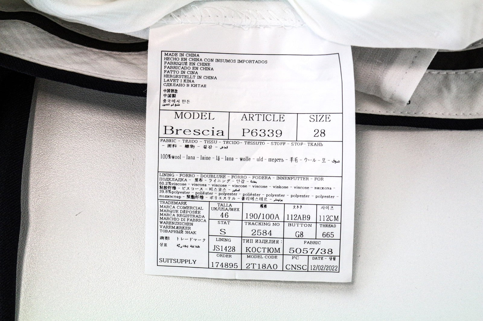 SUITSUPPLY Napoli Men's Suit UK46S Blue 2Pc Wool Single-Breasted Classic Formal