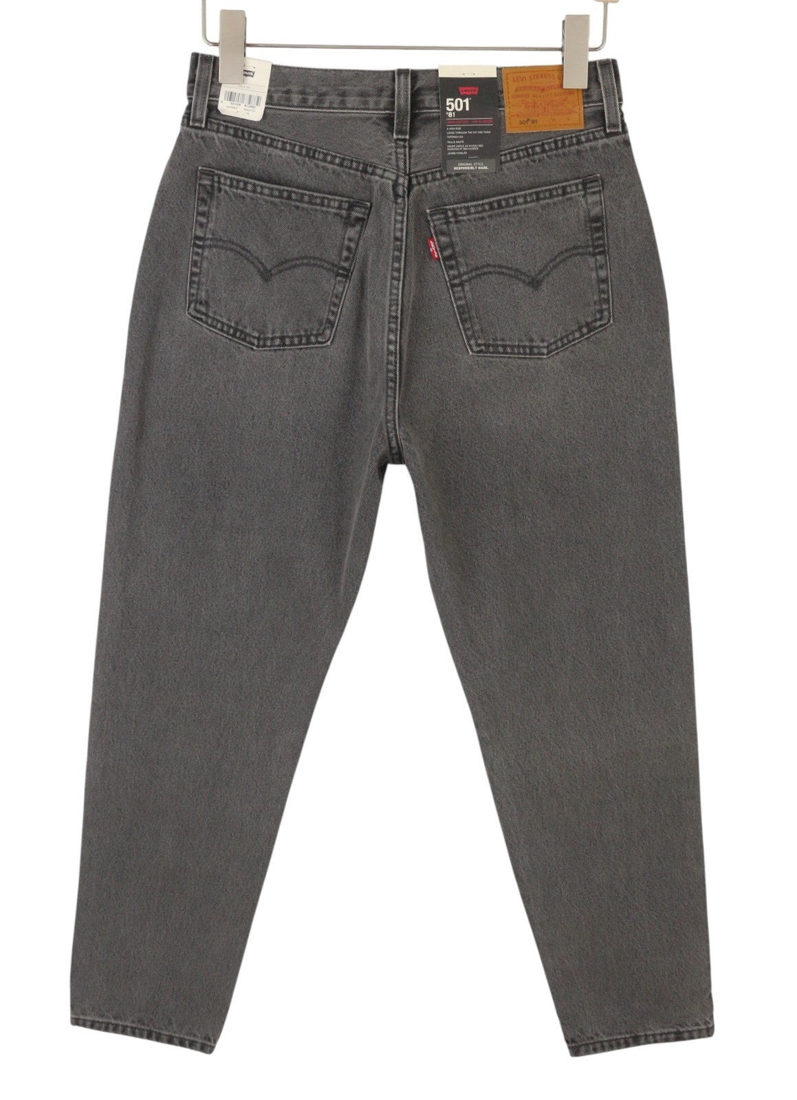 LEVI'S 501 '81 Women Jeans W29/L29 Grey Whiskers Faded Straight Premium Big E