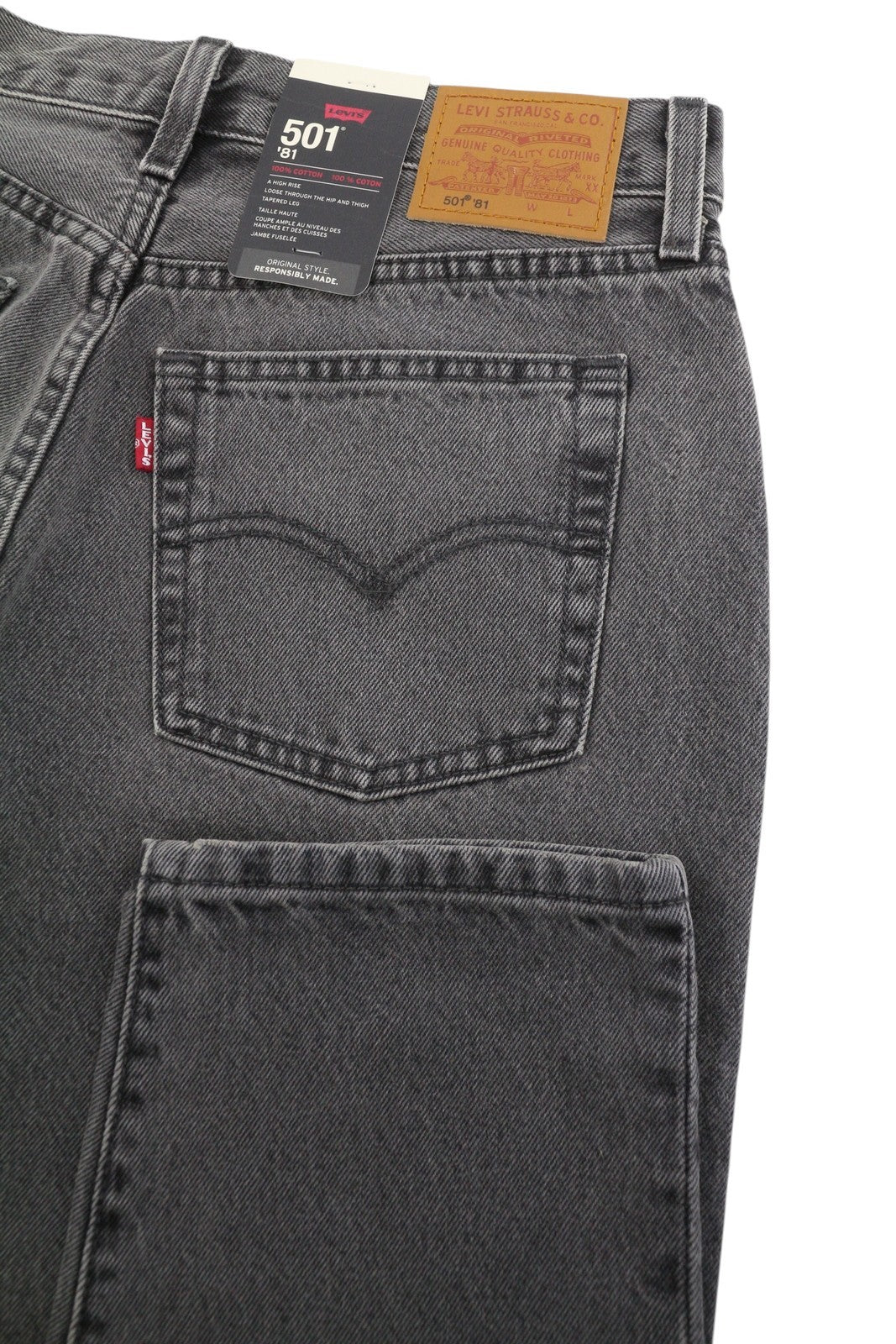 LEVI'S 501 '81 Women Jeans W29/L29 Grey Whiskers Faded Straight Premium Big E