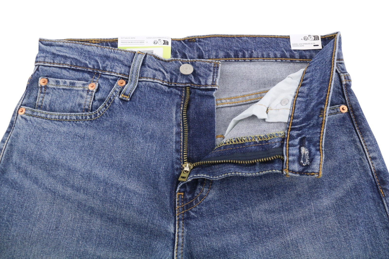 LEVI'S 512 Slim Tapered Men Jeans W30/L34 Blue Whiskers Faded Denim
