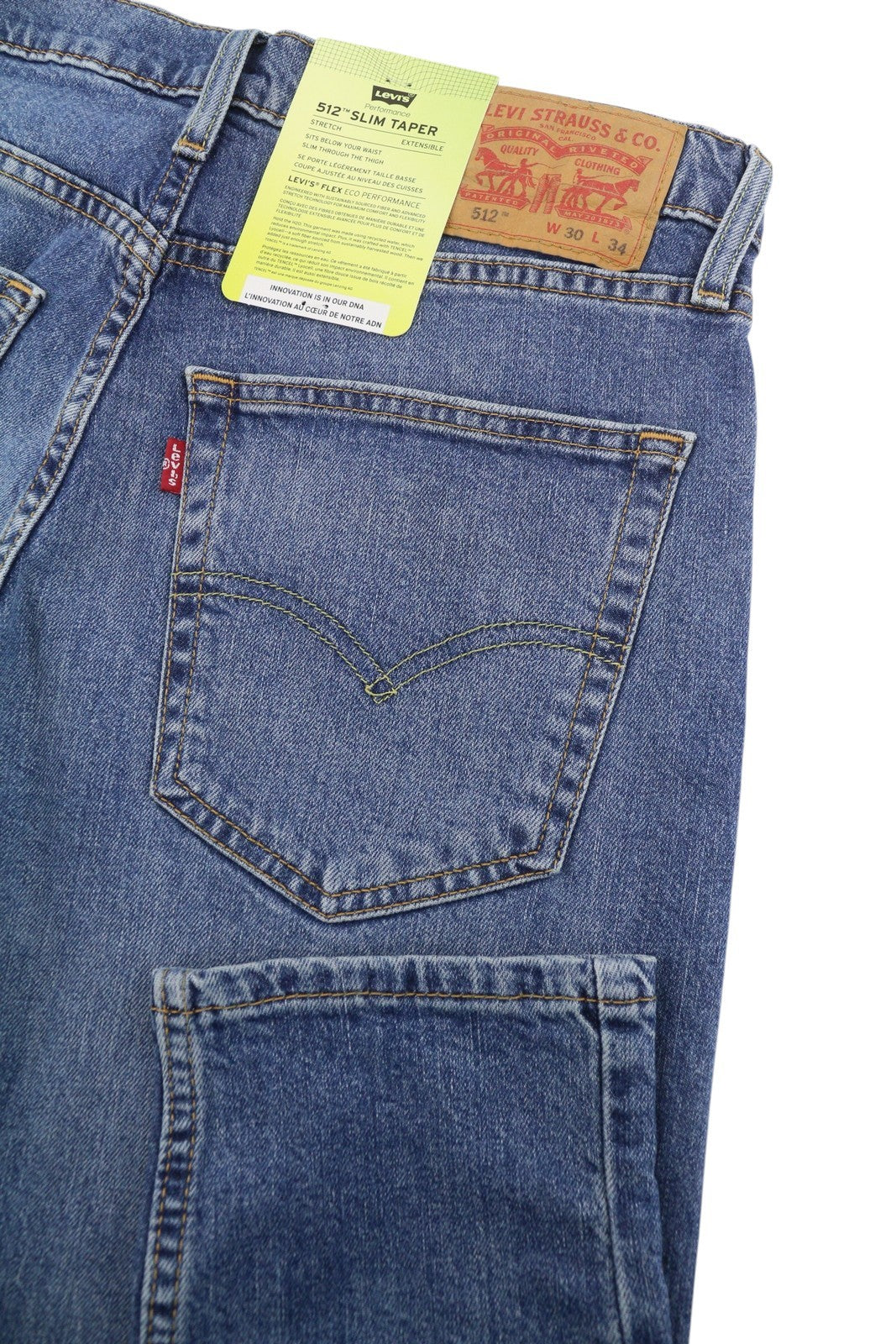 LEVI'S 512 Slim Tapered Men Jeans W30/L34 Blue Whiskers Faded Denim
