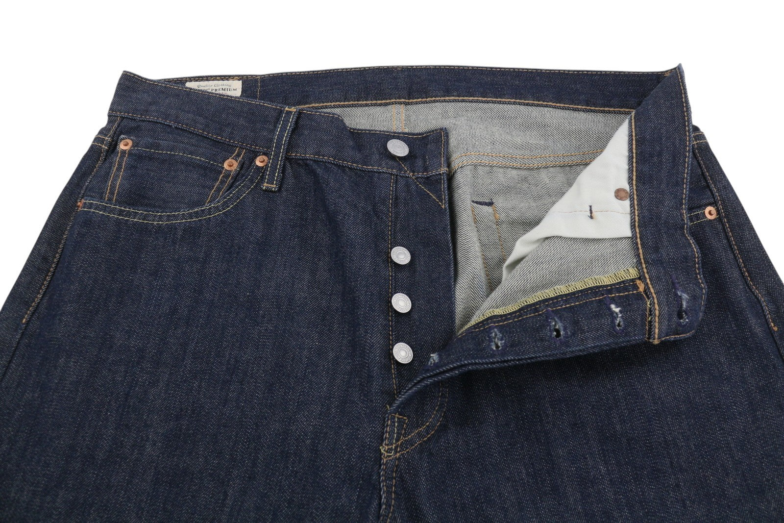 LEVI'S 501 Men Jeans W34/L30 Dark Blue Straight Fit Button Fly Denim