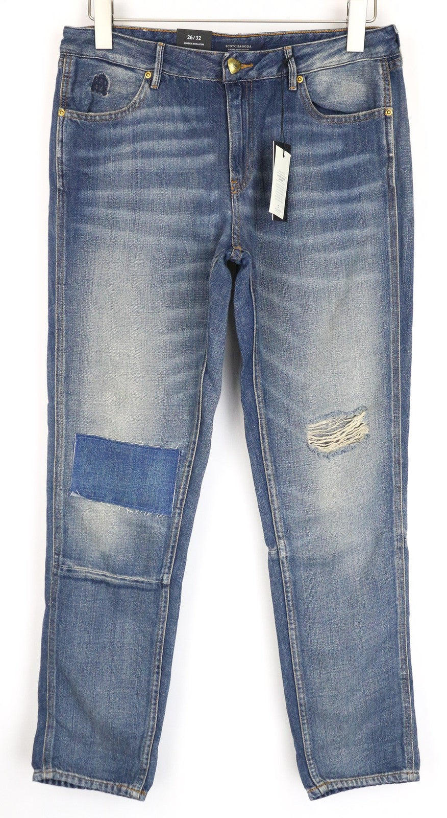 SCOTCH & SODA Bandit Women's Jeans W26/L32 Slim Blue Linen Cotton Tapered Fit