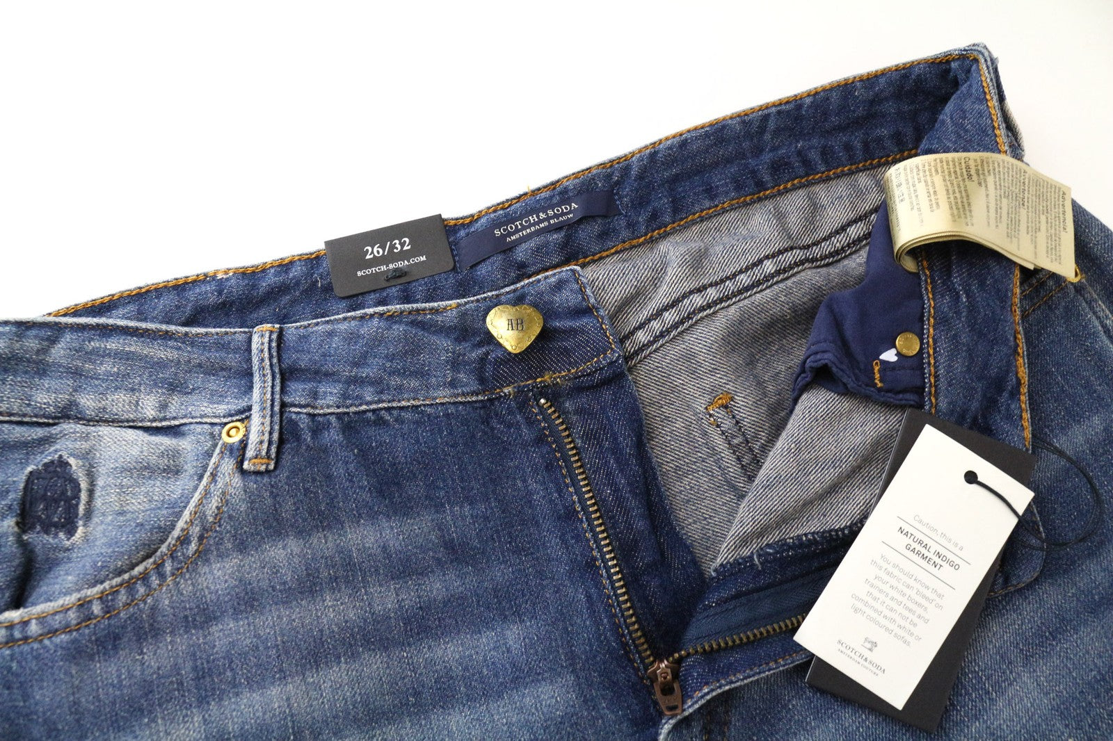 SCOTCH & SODA Bandit Women's Jeans W26/L32 Slim Blue Linen Cotton Tapered Fit