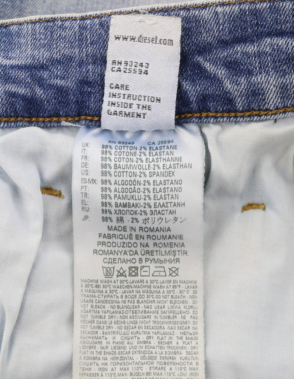 DIESEL D-Eetar 087AV Men Jeans W32/L32 Blue Whiskers Faded Distress Tapered