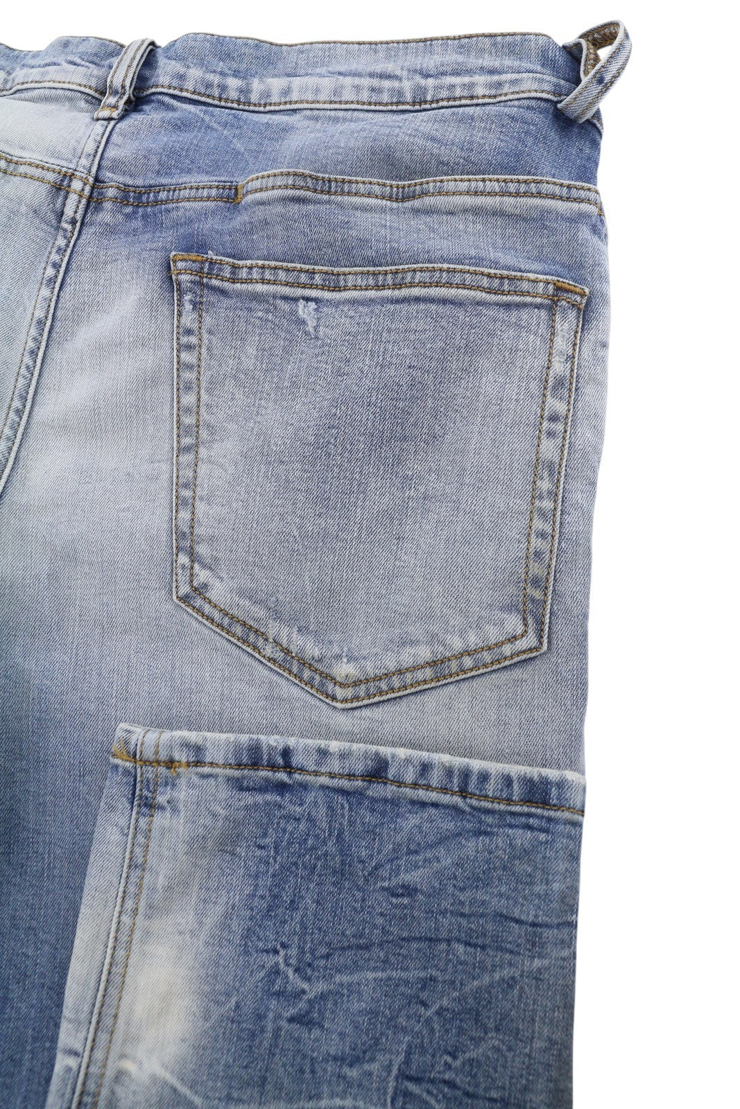 DIESEL D-Eetar 087AV Men Jeans W32/L32 Blue Whiskers Faded Distress Tapered