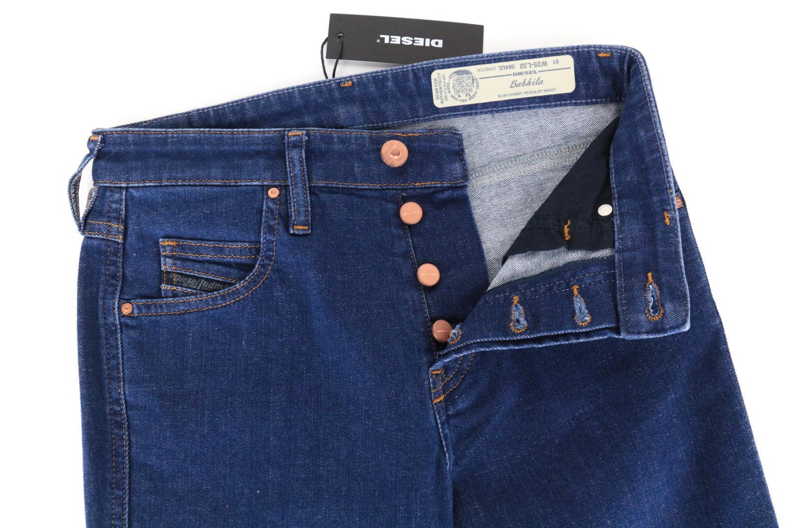 DIESEL Babhila 084UL Women Jeans W25/L32 Blue Slim Skinny Fit Cotton Stretch