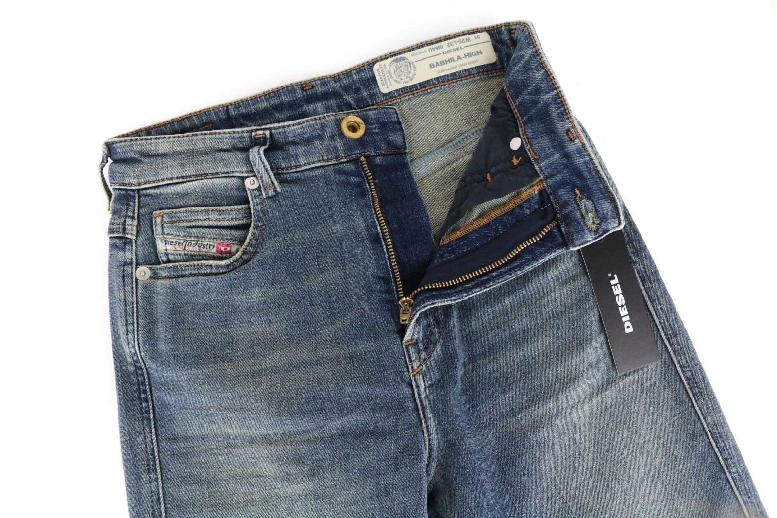 DIESEL Babhila-High 086AU Women Jeans W25/L32 Blue Slim Skinny Fit Stretch
