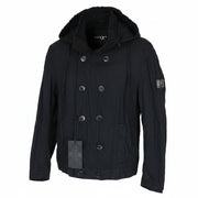 RICHMOND Men Jacket 48 M Navy Cotton Blend Double-Breast Hooded Lightweight