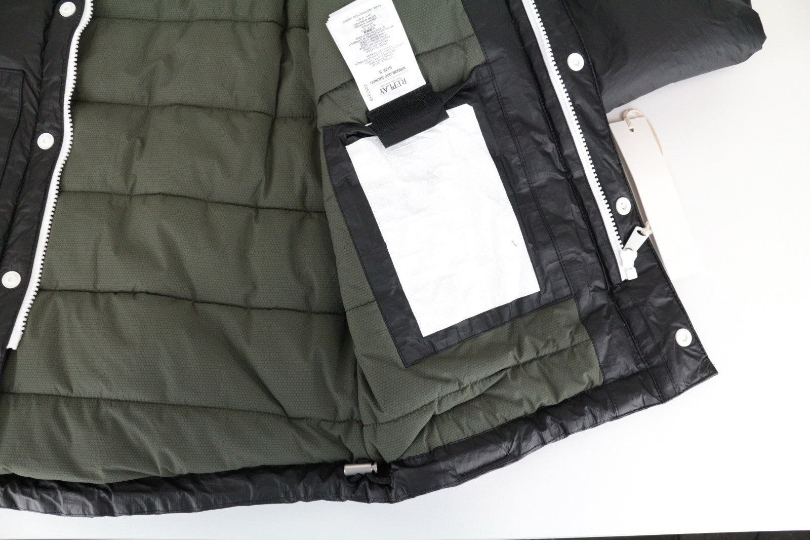 REPLAY Men Jacket S Black Lined Padded Single-Breasted Casual Logo Long Sleeve