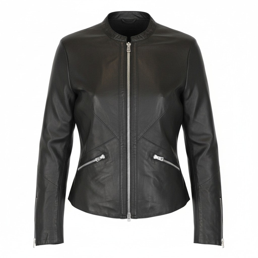 Schwarze Lederjacke