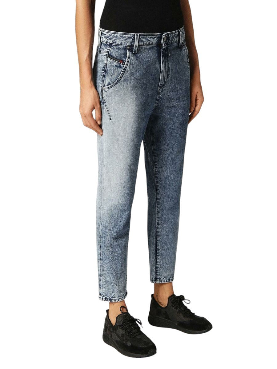 DIESEL Fayza-Evo 084MH Women Jeans W25/L32 Relaxed Boyfriend Cotton Blue Washed