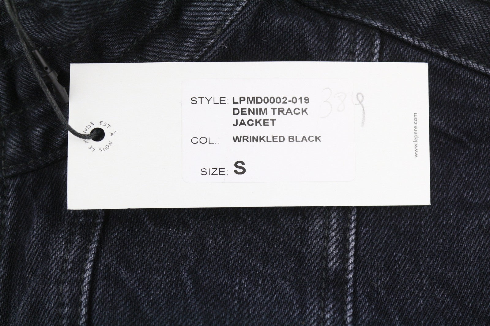 LE PERE Denim Track Men Jacket S Wrinkled Black Full Zip Lightweight RRP379