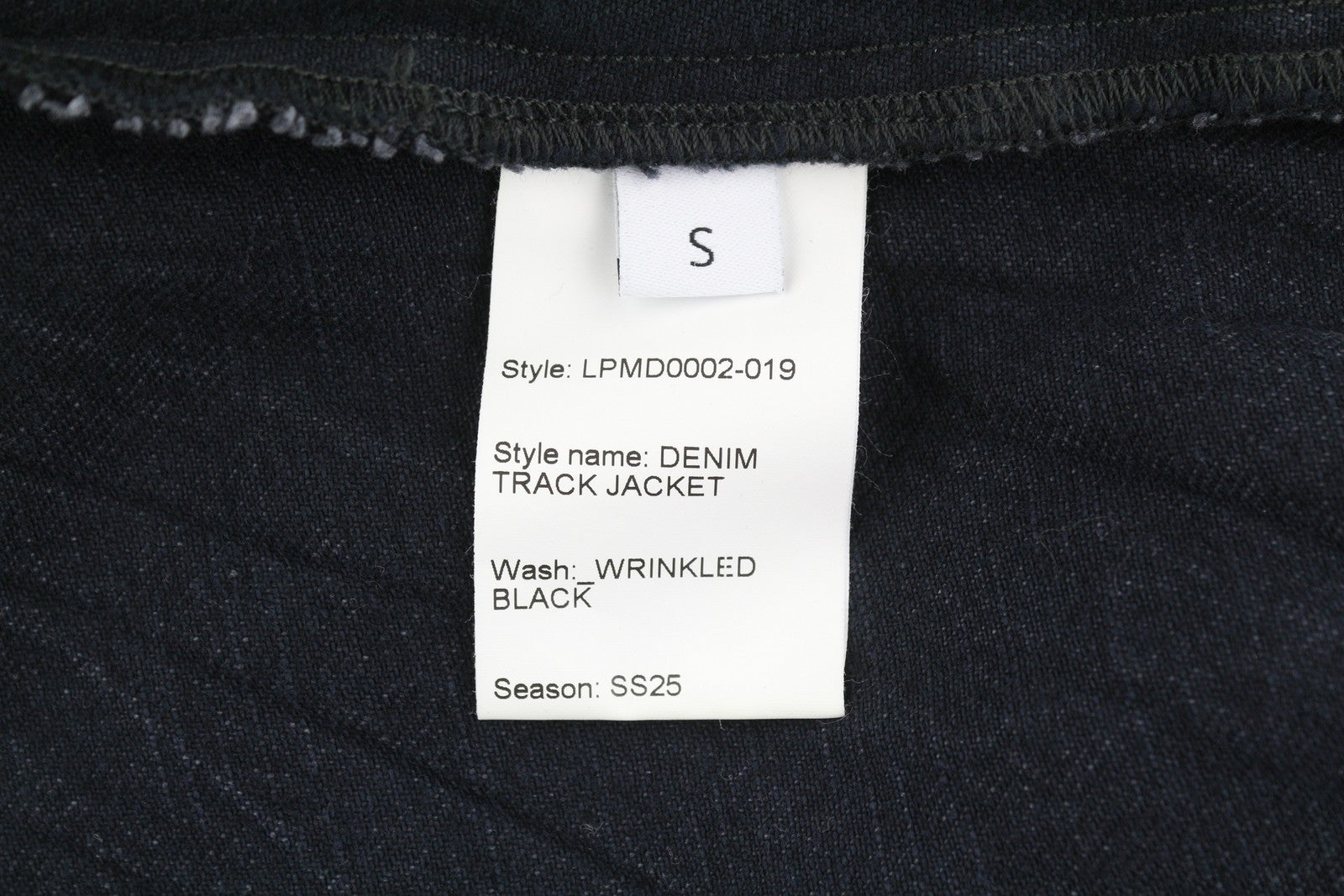 LE PERE Denim Track Men Jacket S Wrinkled Black Full Zip Lightweight RRP379