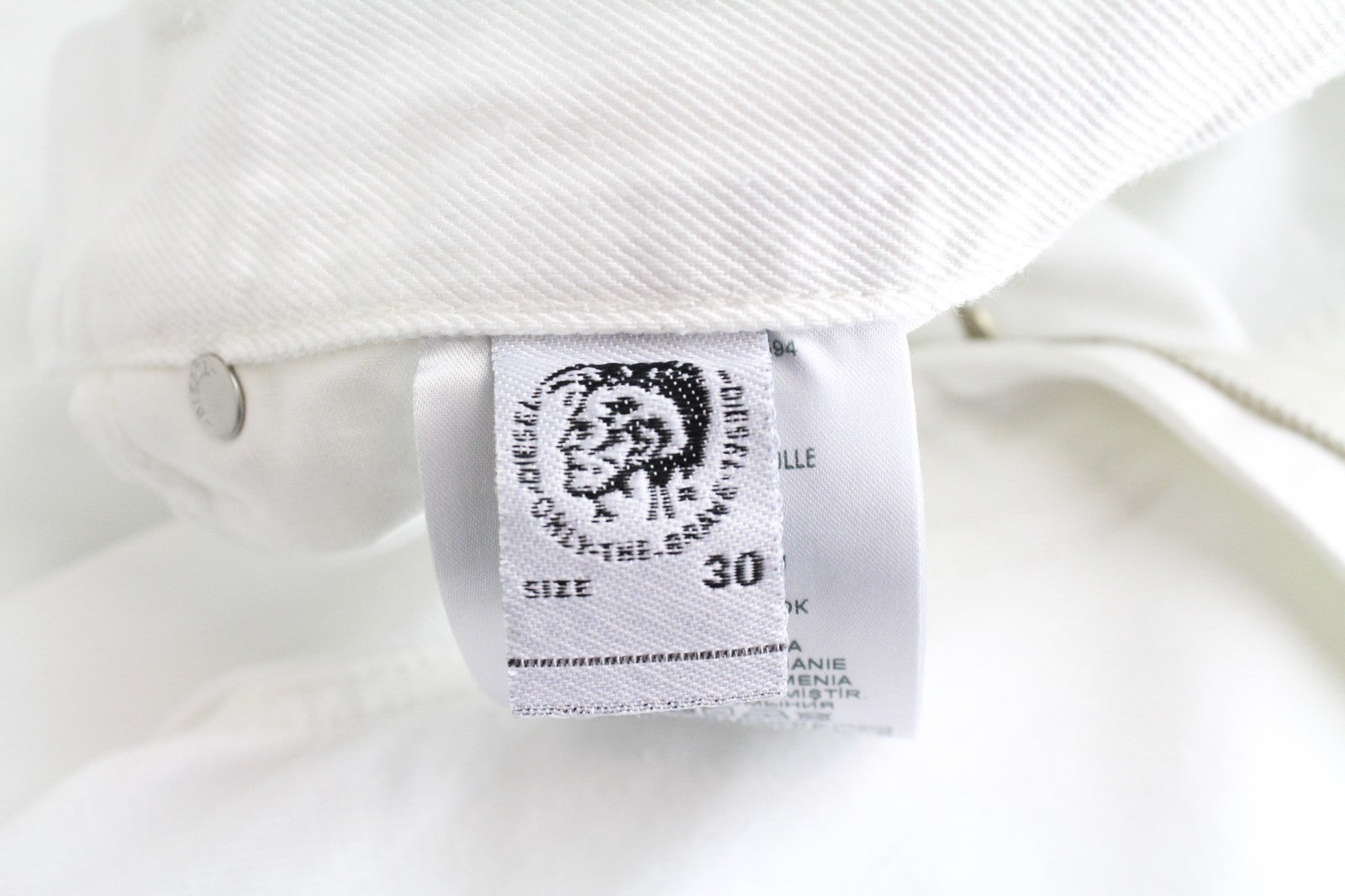 DIESEL D-Luite 069EE Women Jeans W30/L30 Wide Fit White Pure Cotton High Waist
