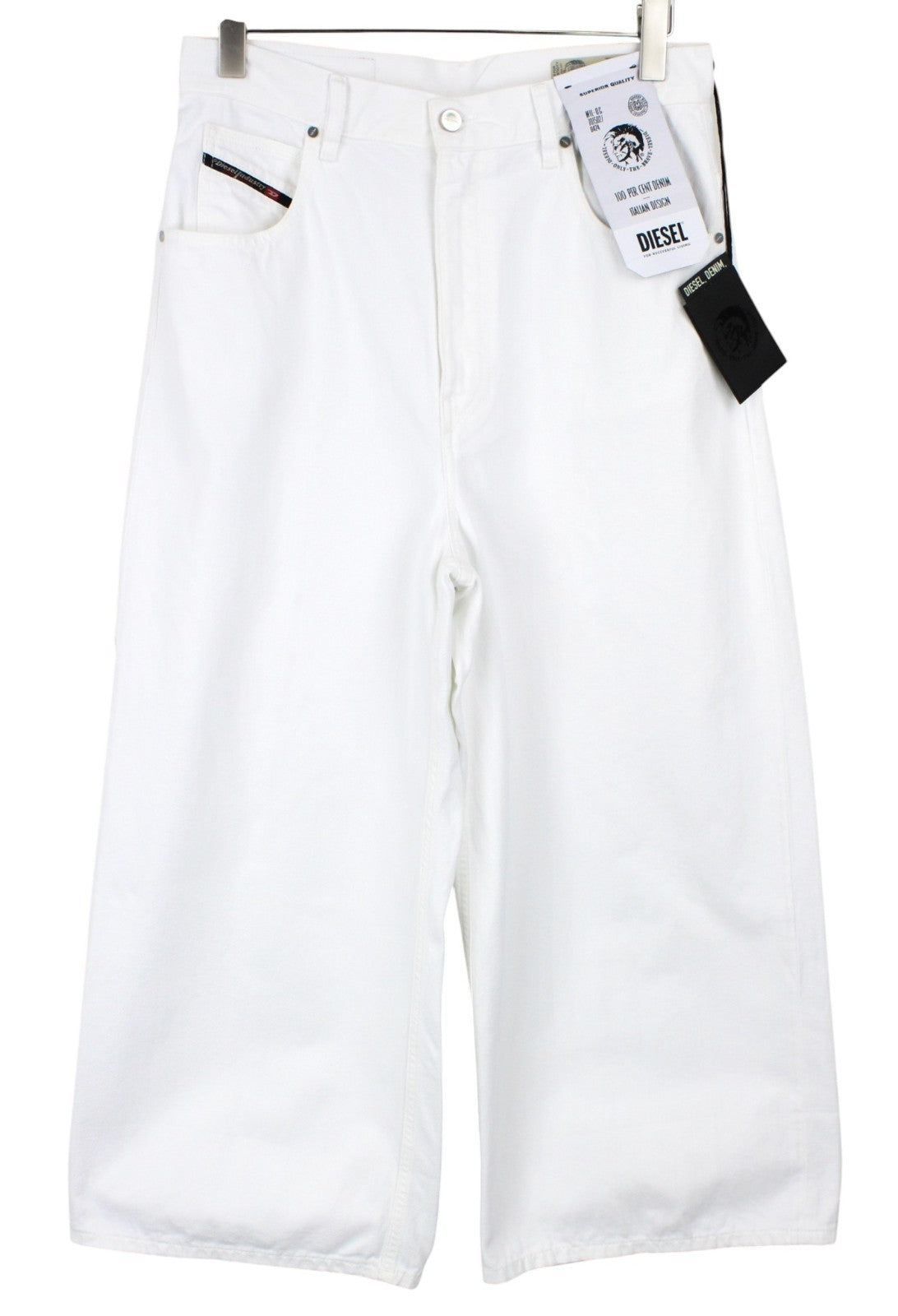 DIESEL D-Luite 069EE Women Jeans W31/L30 Wide Fit White Pure Cotton Denim