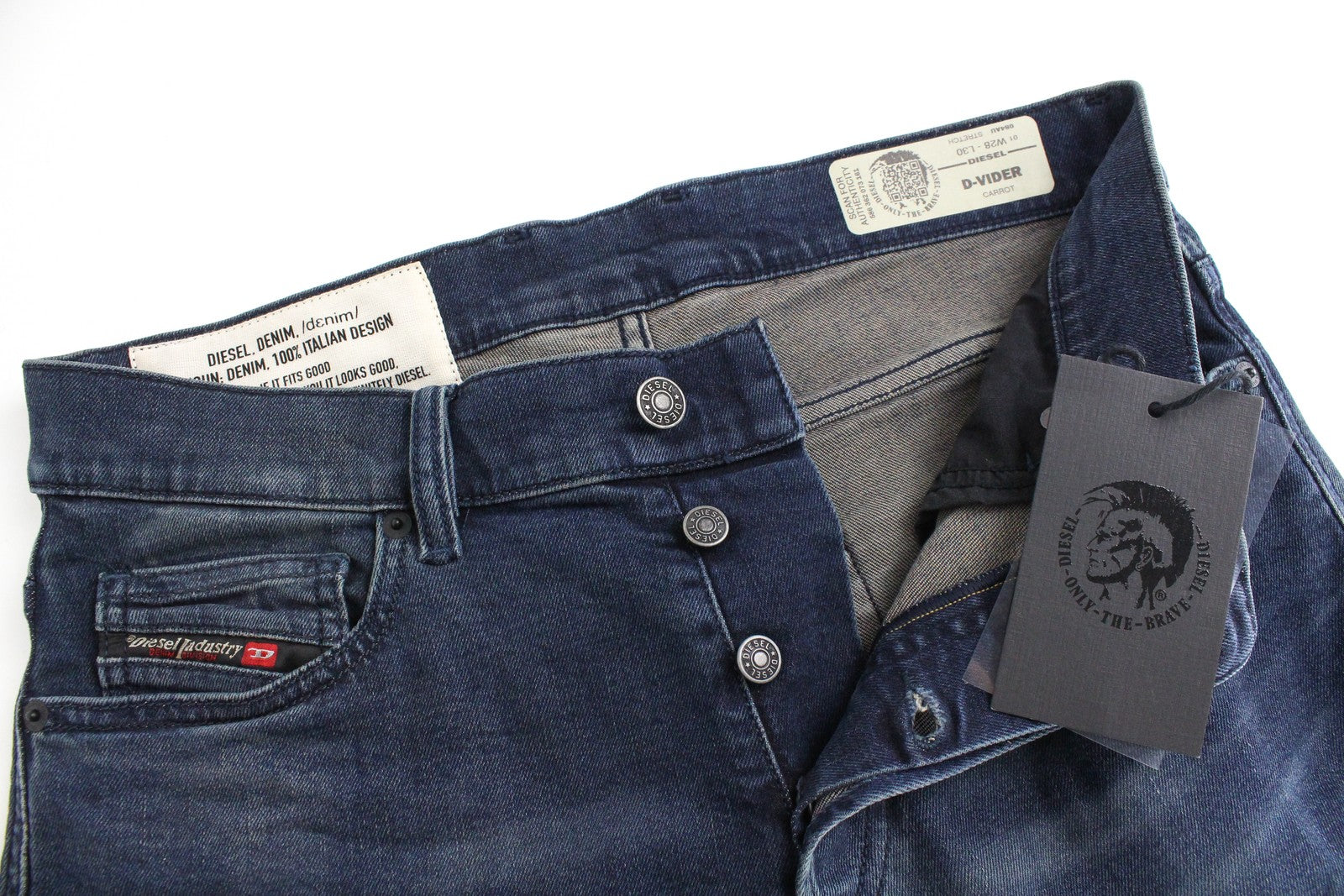 DIESEL D-Vider 084AU Men Jeans W28/L30 Carrot Fit Cotton Stretch Blue Wash