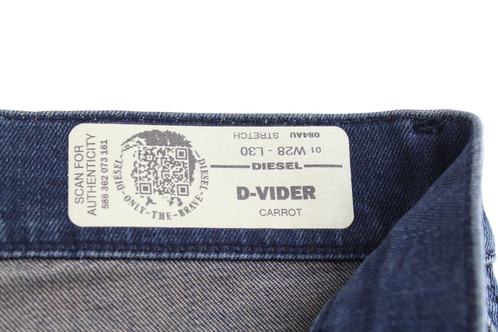DIESEL D-Vider 084AU Men Jeans W28/L30 Carrot Fit Cotton Stretch Blue Wash
