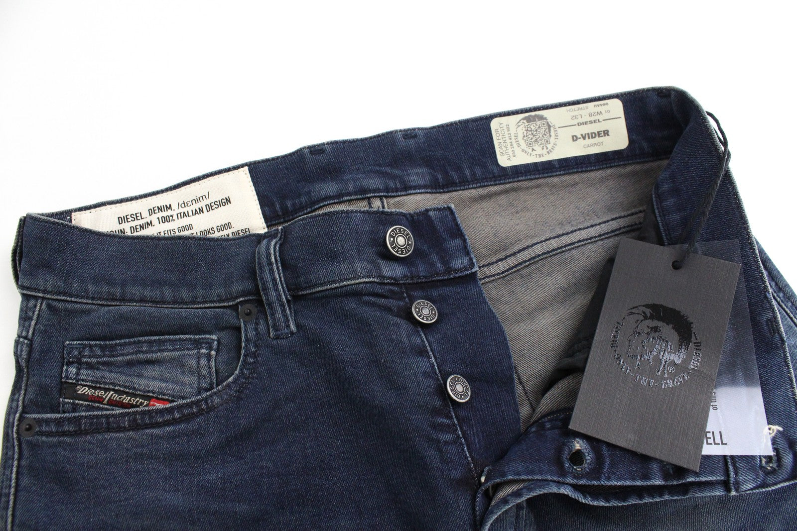 DIESEL D-Vider 084AU Men Jeans W28/L32 Carrot Fit Cotton Stretch Blue 5-Pockets