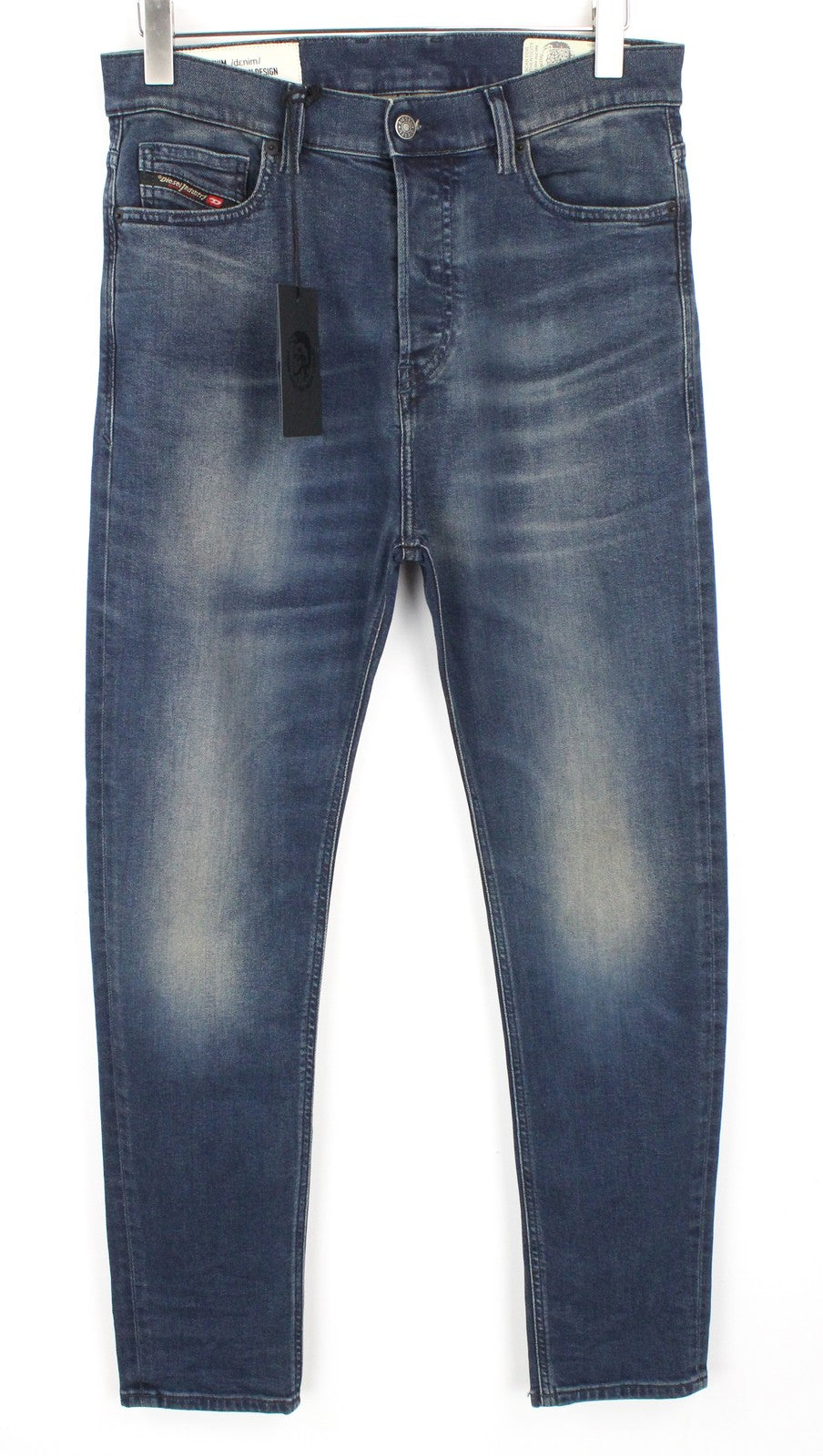 DIESEL D-Vider 084AU Men Jeans W29/L32 Carrot Fit Cotton Stretch Button Blue