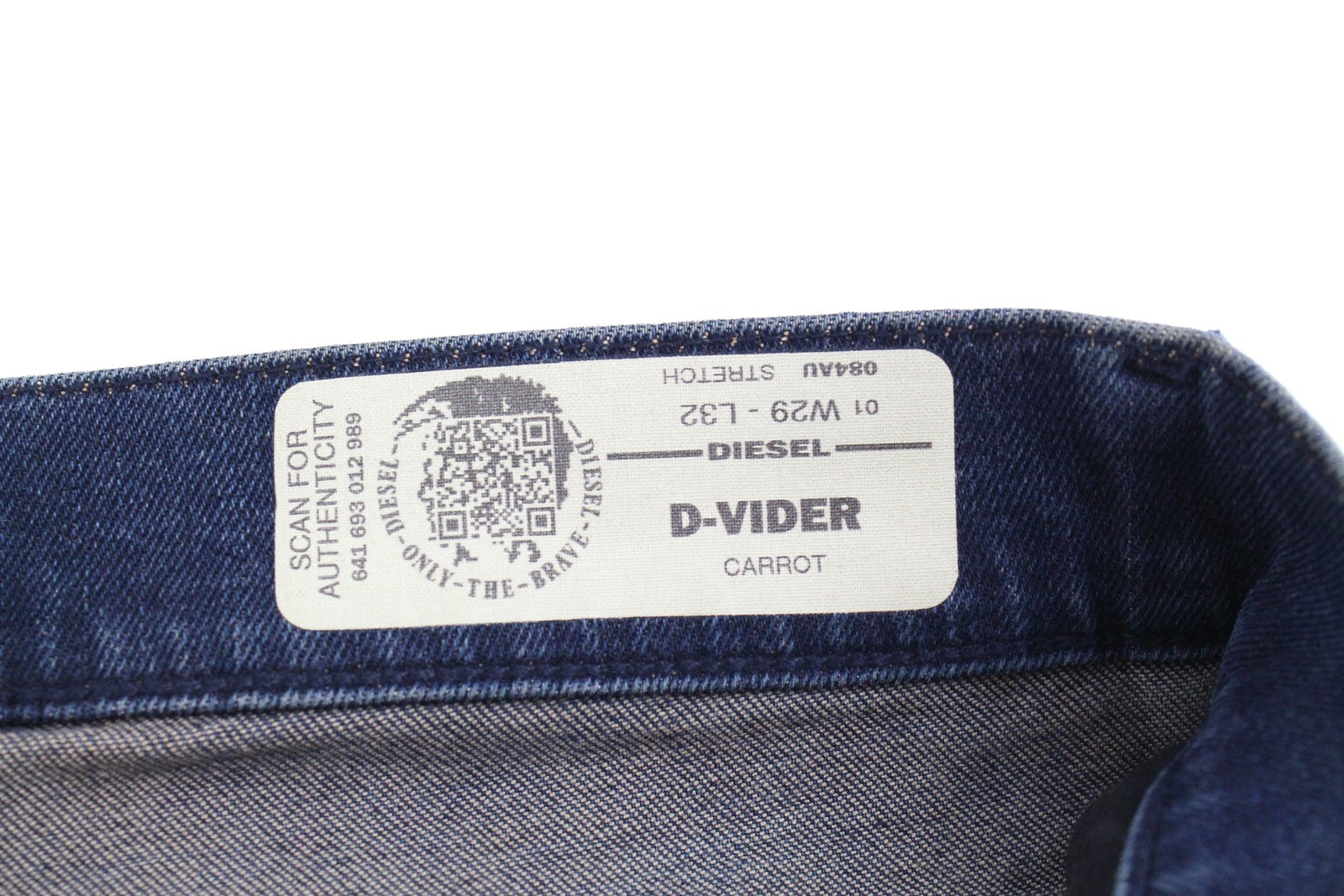 DIESEL D-Vider 084AU Men Jeans W29/L32 Carrot Fit Cotton Stretch Button Blue