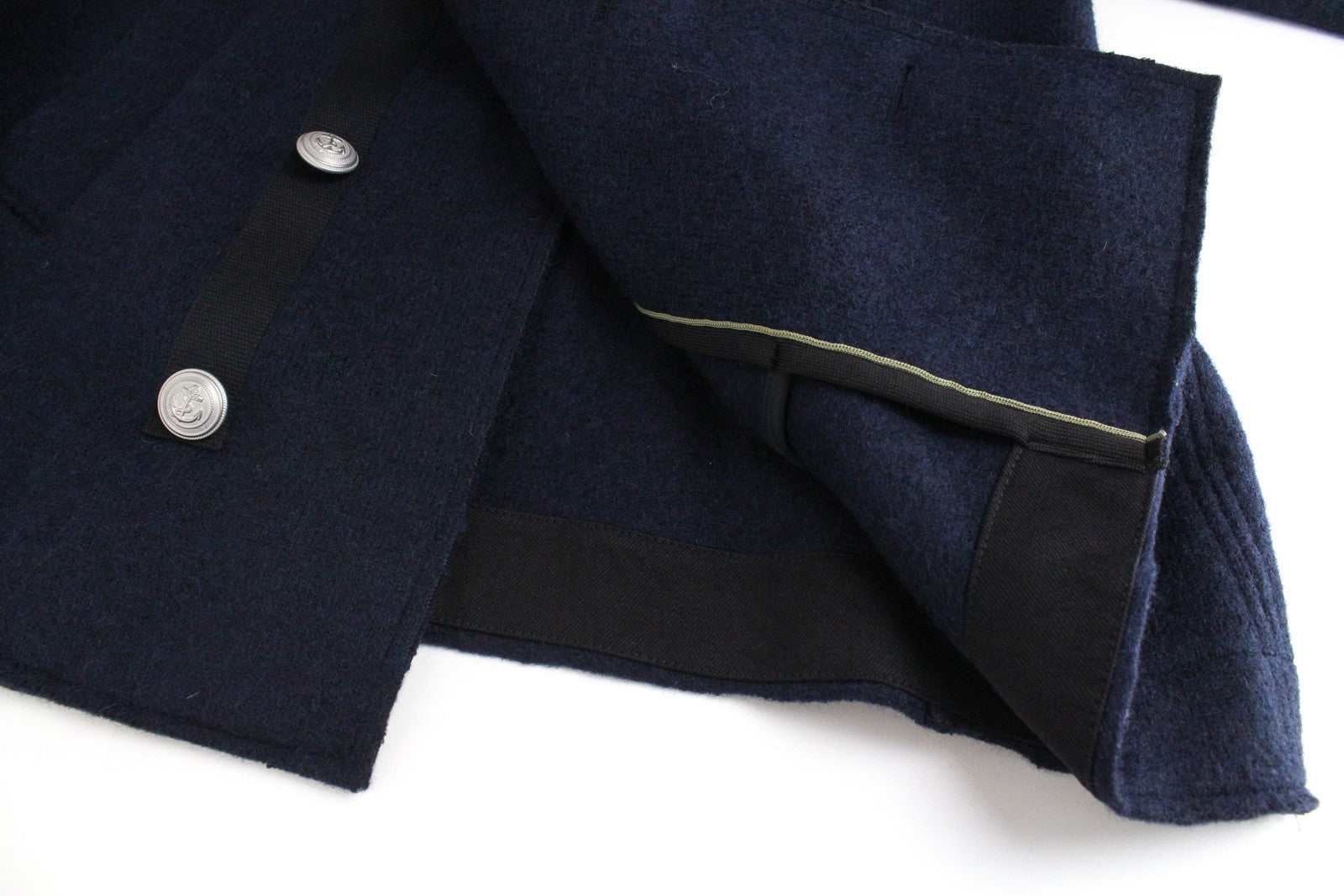 REPLAY Men Jacket XL Navy Wool Blend Double-Breasted Collar Lined Long Sleeved