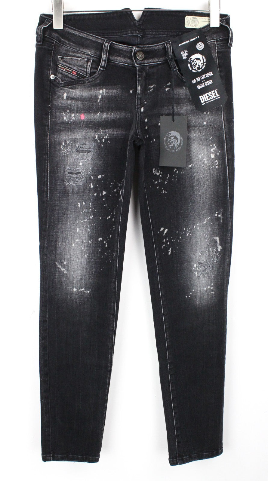 DIESEL D-Ramy 0091Z Women Jeans W29/L34 Skinny Painted Wash Grey Cotton Stretch
