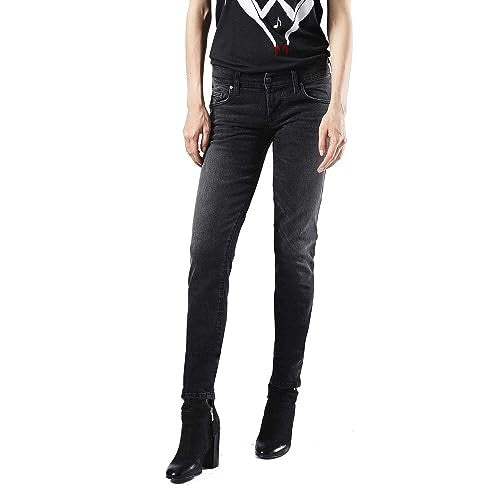 DIESEL Grupee 0676N Women Jeans W25/L32 Super Slim Skinny Fit Wash Stretch Grey