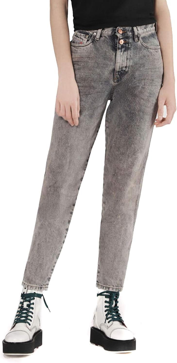 DIESEL Alys 084TS Women Jeans W24/L30 Straight Pure Cotton Grey Pink Denim