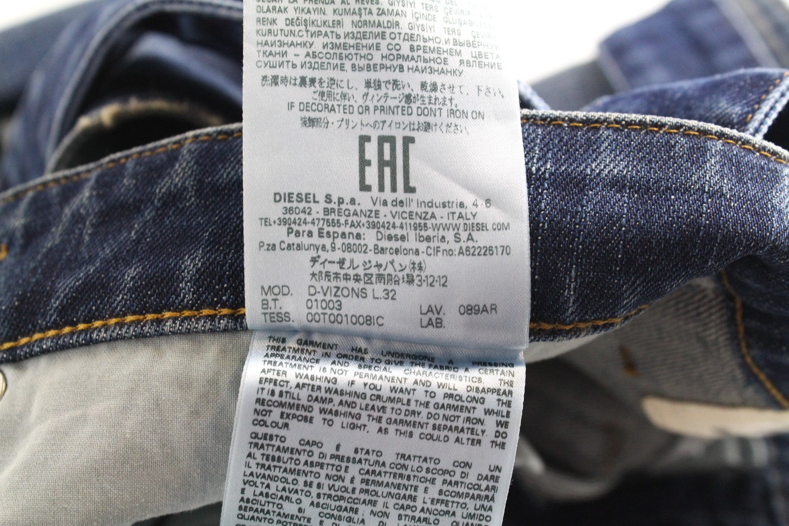 DIESEL D-Vizons 089AR Women Jeans W25/L32 Regular Washed Cotton Stretch Blue
