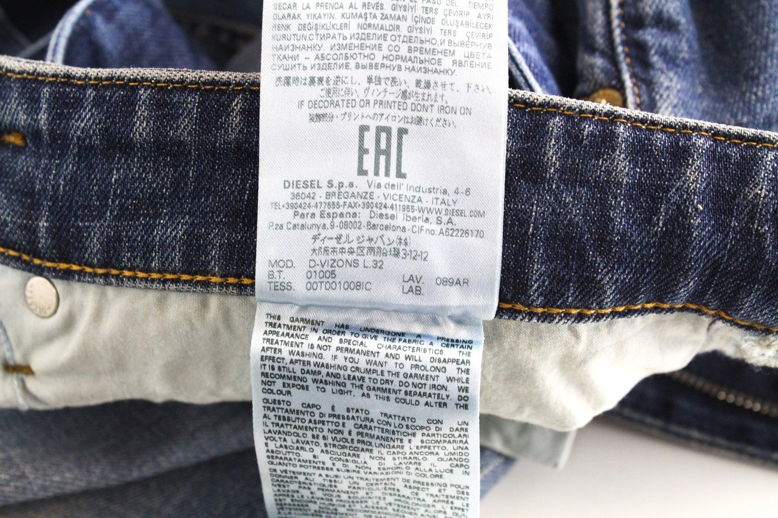 DIESEL D-Vizons 089AR Women Jeans W26/L32 Regular Fit Wash Cotton Stretch Blue