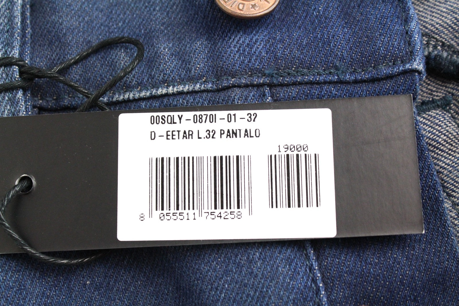 DIESEL D-Eetar 0870I Men Jeans W32/L32 Tapered Fit Blue Cotton Stretch Bleached
