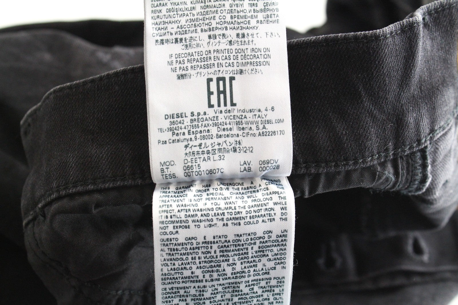 DIESEL D-Eetar 069DV Men Jeans W29/L32 Taper Cotton Stretch Grey Button-Fly