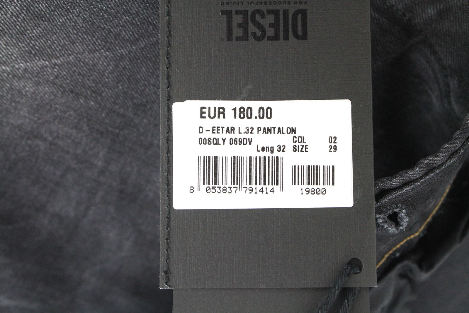 DIESEL D-Eetar 069DV Men Jeans W29/L32 Taper Cotton Stretch Grey Button-Fly