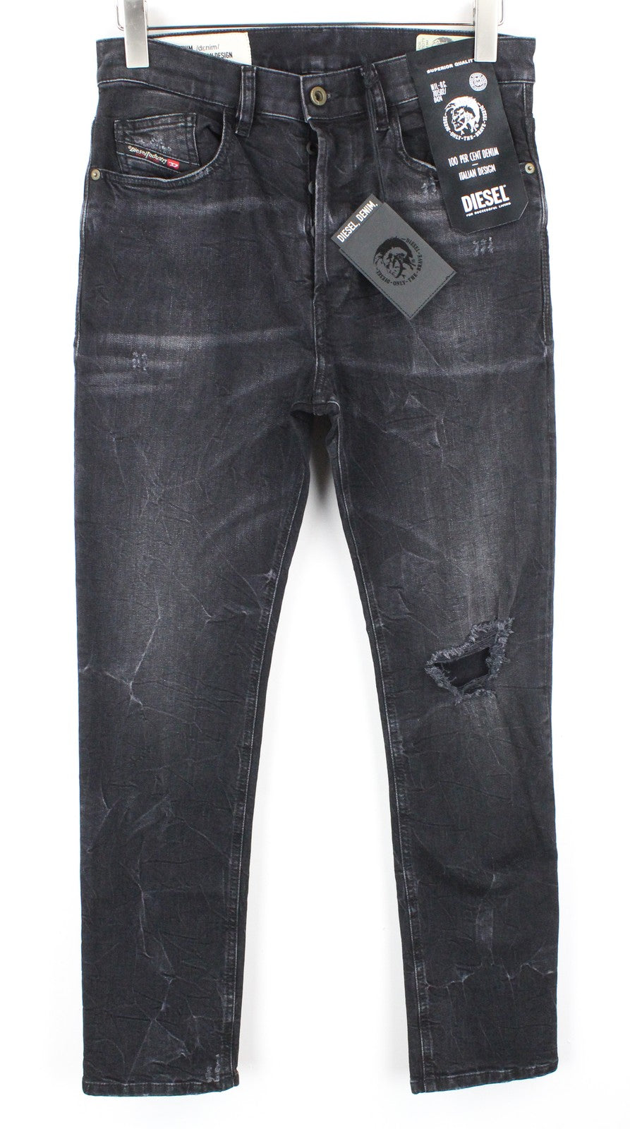 DIESEL D-Eetar 069DV Men Jeans W29/L32 Tapered Cotton Stretch Grey Button-Fly