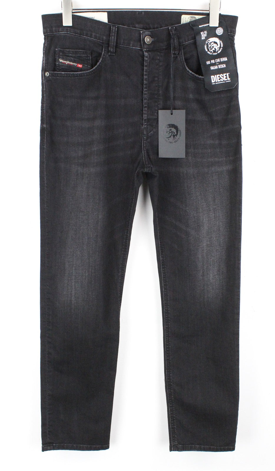 DIESEL D-Eetar 069BG Men Jeans W32/L32 Tapered Fit Washed Cotton Stretch Grey