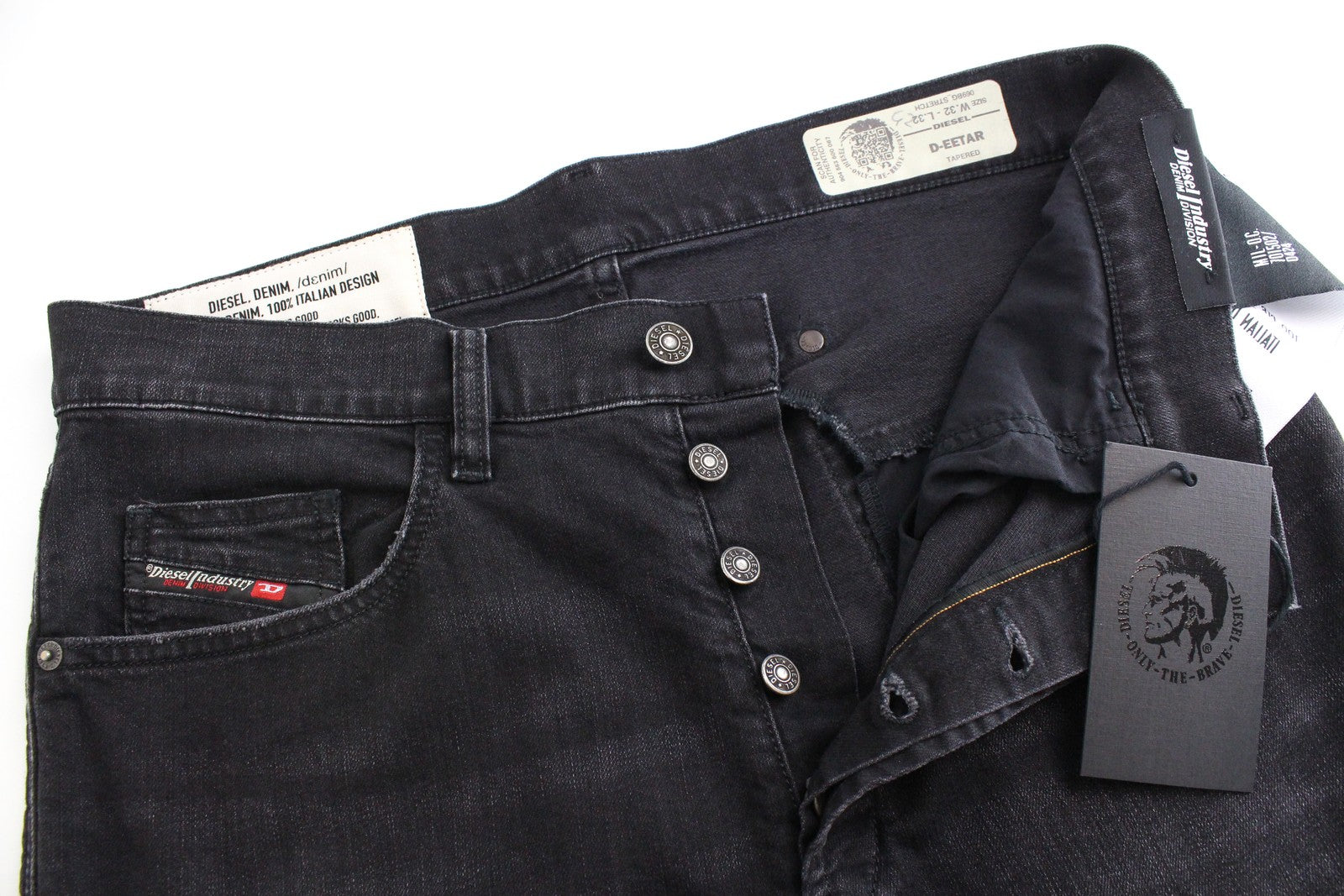 DIESEL D-Eetar 069BG Men Jeans W32/L32 Tapered Fit Washed Cotton Stretch Grey