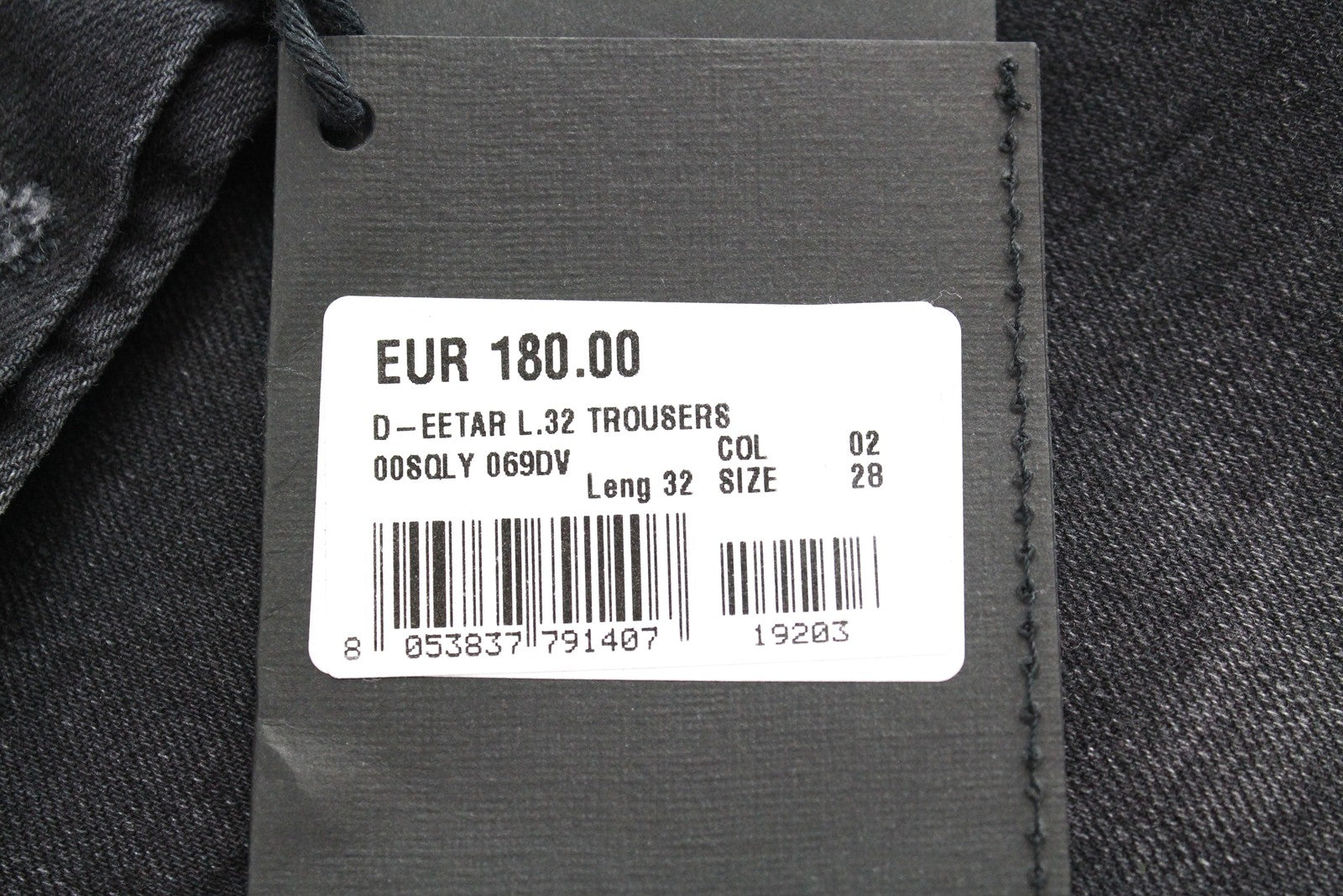 DIESEL D-Eetar 069DV Men Jeans W28/L32 Taper Fit Wash Cotton Stretch Grey