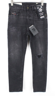 DIESEL D-Eetar 069DV Men Jeans W28/L34 Tapered Faded Ripped Cotton Stretch Grey